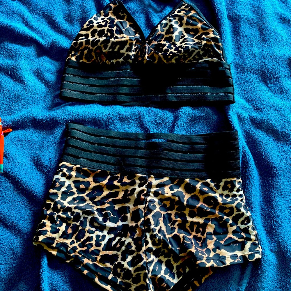 Brand New Leopard Tankini with shorts set!